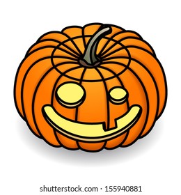 A goofy/friendly jack-o-lantern.