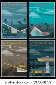 Googie Architectural Style Poster Mid Century Modern Magazine Covers Imitation