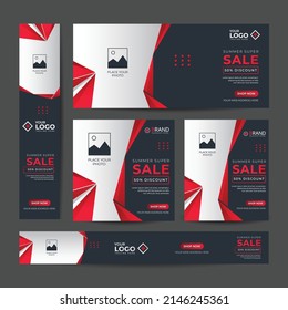 Google Ads banner Design Template, Set Of Web Banners, Creative Business red, Colourful Web Adds Banner