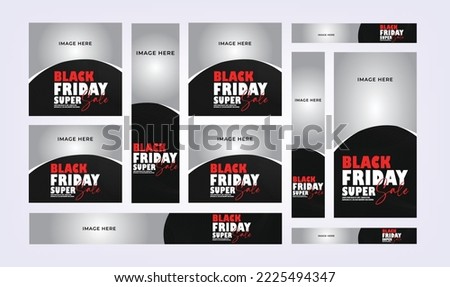 Google Ads Banner set for Black friday promotion and offer.Black friday discount, sale, offer GDN Banner set.