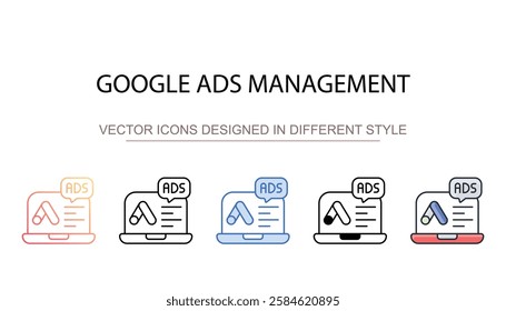 Google Ads Management icon design with white background stock illustration