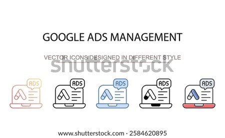 Google Ads Management icon design with white background stock illustration