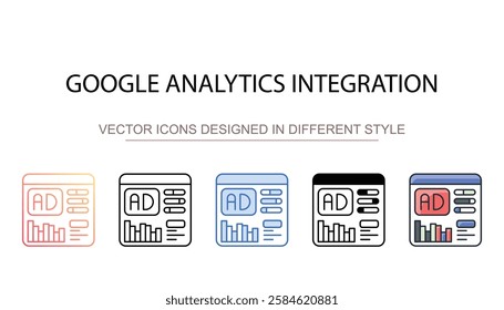 Google Analytics Integration icon design with white background stock illustration