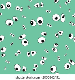 Google eyes in pastel mint green seamless vector repeat
