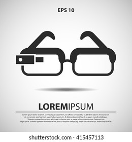 google glass icon. smart tech eyeglasses vector illustration. glass with camera vector icon