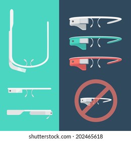 Google glass set (glasses) vector illustration, flat design