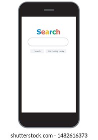 Google image search smart phone via mobile browser engine. vector image.