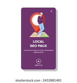 google local seo pack vector. business optimization, search engine, website ranking google local seo pack web flat cartoon illustration