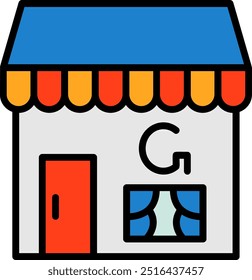 Design de ícone de vetor preenchido da linha de negócios Google