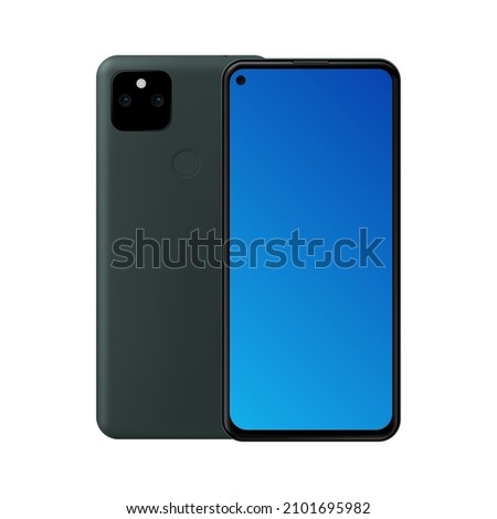 Google Pixel Smartphone Mockup. Realistic Design. Front and Back View. . Vector illustration