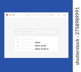 Google search bar shadow on white background. Light mode. Search Bar with suggestions for UI UX design and web site. Address and navigation bar icon. Collection of search form templates for websites. Search engine web browser window template. Gmail, Google, Google meet And Google Drive Logo