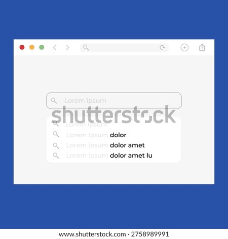Google search bar shadow on white background. Light mode. Search Bar with suggestions for UI UX design and web site. Address and navigation bar icon. Collection of search form templates for websites. Search engine web browser window template. Gmail, Google, Google meet And Google Drive Logo