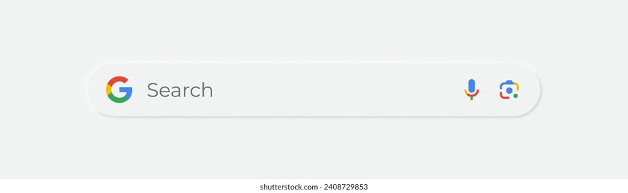 Google search bar. Search window bar. Google logotype. Search interface template. Google browser main page. Vector illustration