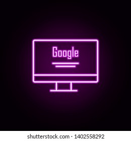 google search neon icon. Elements of online and web set. Simple icon for websites, web design, mobile app, info graphics