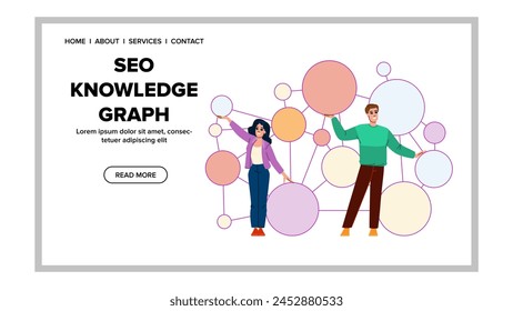 google seo knowledge graph vector. search engine, optimization semantic, data structured google seo knowledge graph web flat cartoon illustration