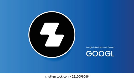 Google Tokenized Stock Zipmex, logotipo de criptodivisa de tokens GOOGL en un fondo aislado con espacio de copia. ilustración vectorial de Google, pypl, baba token banner design concepto.