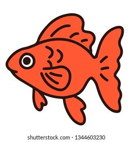 Googly eyed simple and cute goldfish with outlines