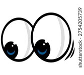 Googly Eyes Cartoon Looking Down Illustration