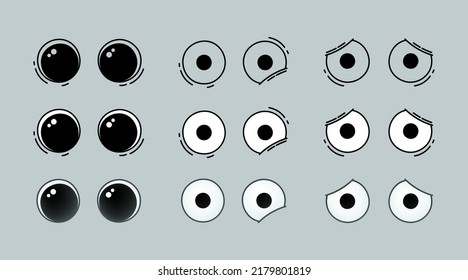 Googly Eyes Doodle Facial Expression Vector Set. Plastic Wobbly Eyeball Collection For Toy Face Decoration.