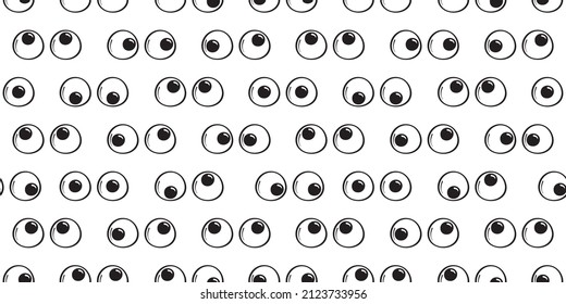 Googly eyes toy vector seamless pattern, facial expression background, funny cartoon repeat print. Cute comic illustration