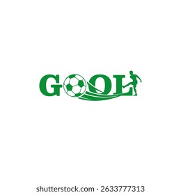 Gool Goal Soccer Football Wordmark Logo. Foot Ball replacing letter "O".