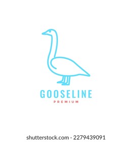 goose animal bird long neck beauty line minimal logo design vector