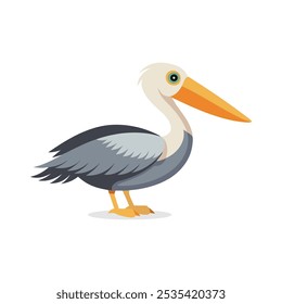 
Ilustración vectorial plana aislada del animal del ganso en el fondo blanco