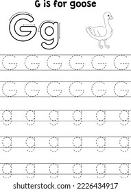 Goose Animal Tracing Letter ABC Coloring Page G