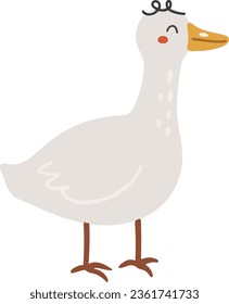 Goose animal vector, Abstract baby goose vector, farm bird, cute animal isolated, adorable goose for kids, vector illustration