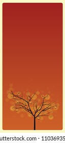 Goose berry lanterns tree in evening orange background.