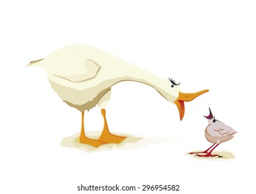 goose and bird in fight