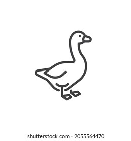 Goose bird line icon. linear style sign for mobile concept and web design. Farm goose outline vector icon. Symbol, logo illustration. Vector graphics