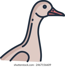 Goose bird linear color vector illustration