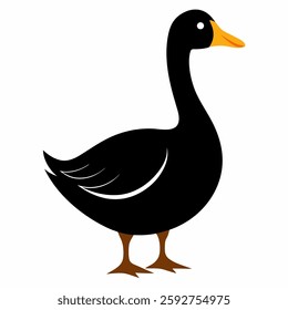 Goose black vector on white background.