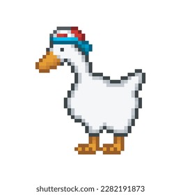 Goose with cap, pixel art meme