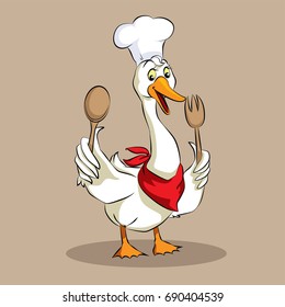 Goose Cartoon - Chef wooden rolling pin