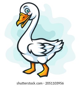 Goose cartoon isolated on white background. Vector illustration