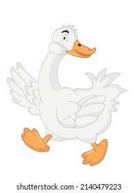 Goose Cartoon on white background, Vector Illustration