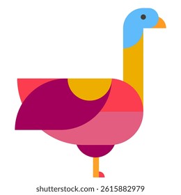 Goose character in abstract geometric art style. Modern fashion colorful animal design. Creative vivid vector illustration.