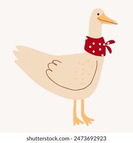 Goose character with armband, cute character, vector illustration hand drawn vector illustration.