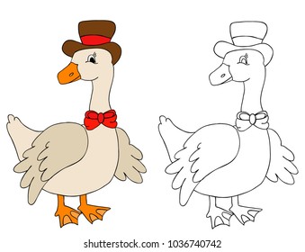 goose character, book coloring