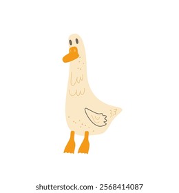 Goose character isolated on white background. Vector hand drawn flat illustration