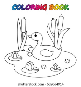 goose - coloring book.  Coloring  page to educate preschool kids .  Game for preschool kids.  Vector cartoon  illustration, worksheet.