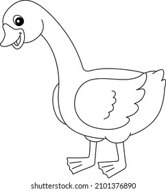 Goose Coloring Page Isolated for Kids