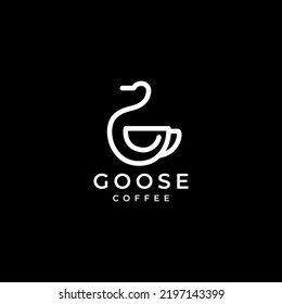 ganso con taza bebida café logo