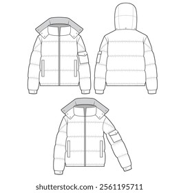 Goose down jacket mockup template clothing vector design