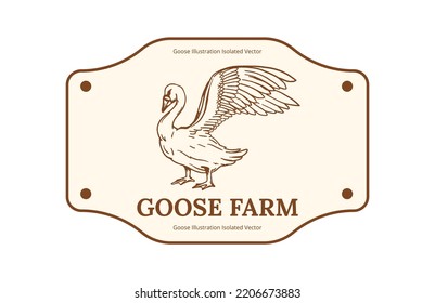 goose drawing classic vintage logo illustration. label, product packaging.