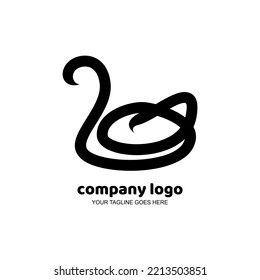 Goose and duck minimalist logo, black outline, icon illustration.