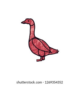 goose duck set of diagrams butchering the butcher to cut the meat. Poster butcher chart, Diagram and guide to beef cuts of goose. Hand-printed on white background. Vector isolated illustration. For bu