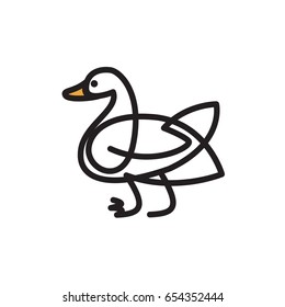 Goose or duck vector flat thin line illustration 
